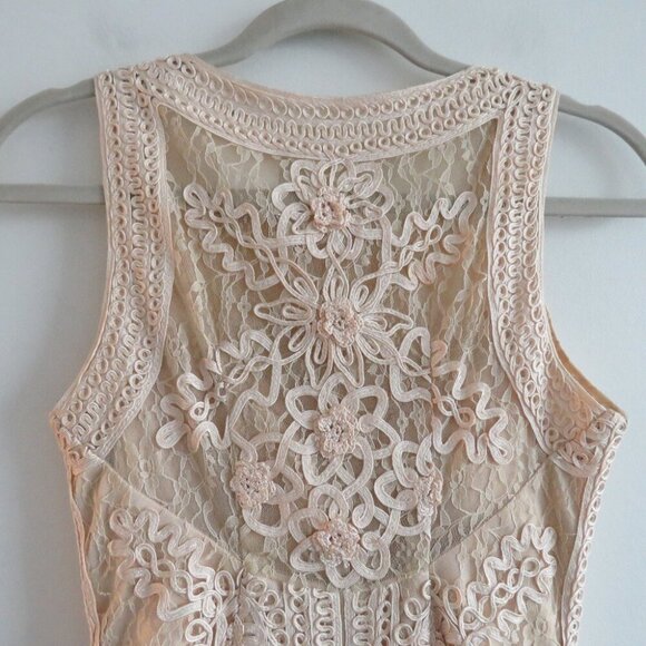 VINTAGE SUE WONG NOCTURNE Cream Soutache Lace Floral Shift Dress Y2K - Size US 8 - Picture 13 of 16